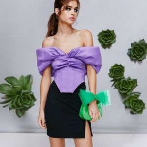 NASTY GAL Avant Garde Green Bow Mini Wristlet Bag